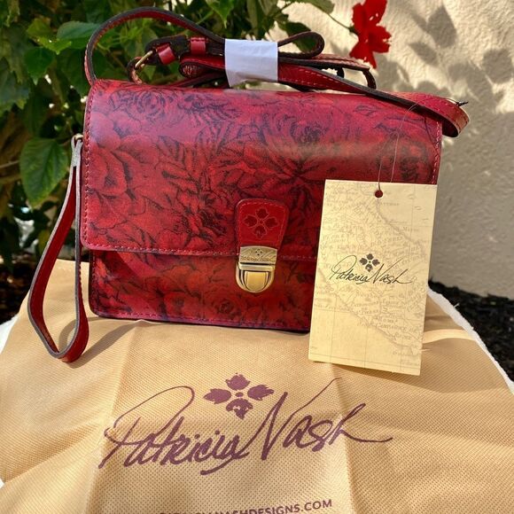 PATRICIA NASH LANZA LEATHER CROSSBODY CLUTCH ETCHED ROSES NWT - Picture 5 of 14